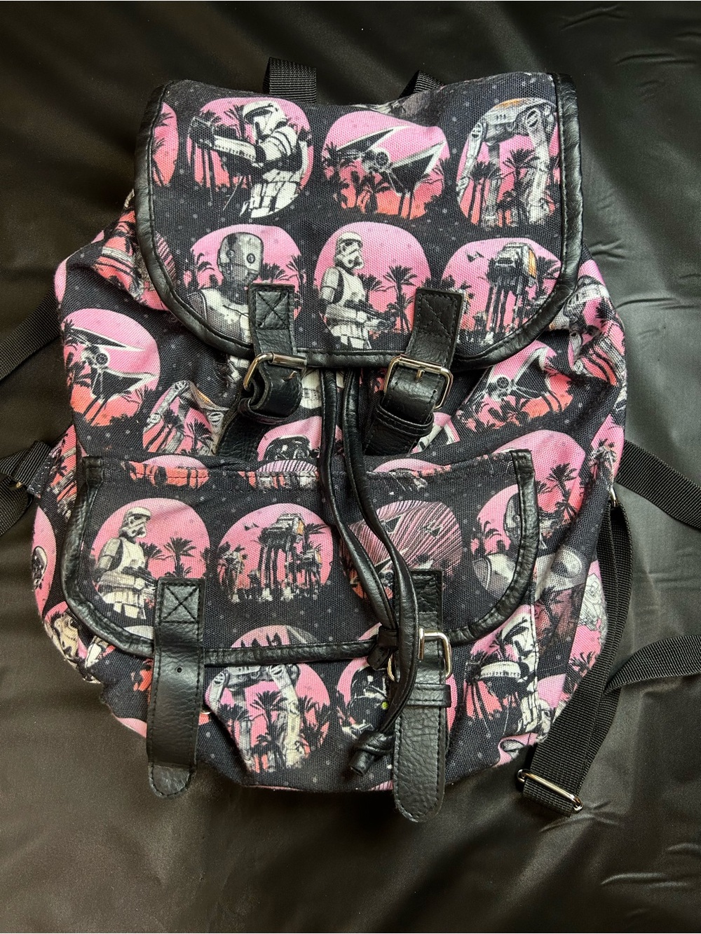 Black & Pink Graphic Canvas Backpack - Star Wars Inspired